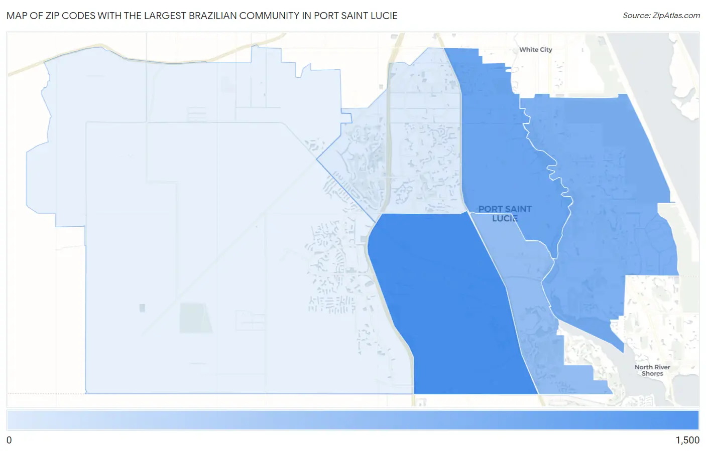 Zip Codes with the Largest Brazilian Community in Port Saint Lucie Map