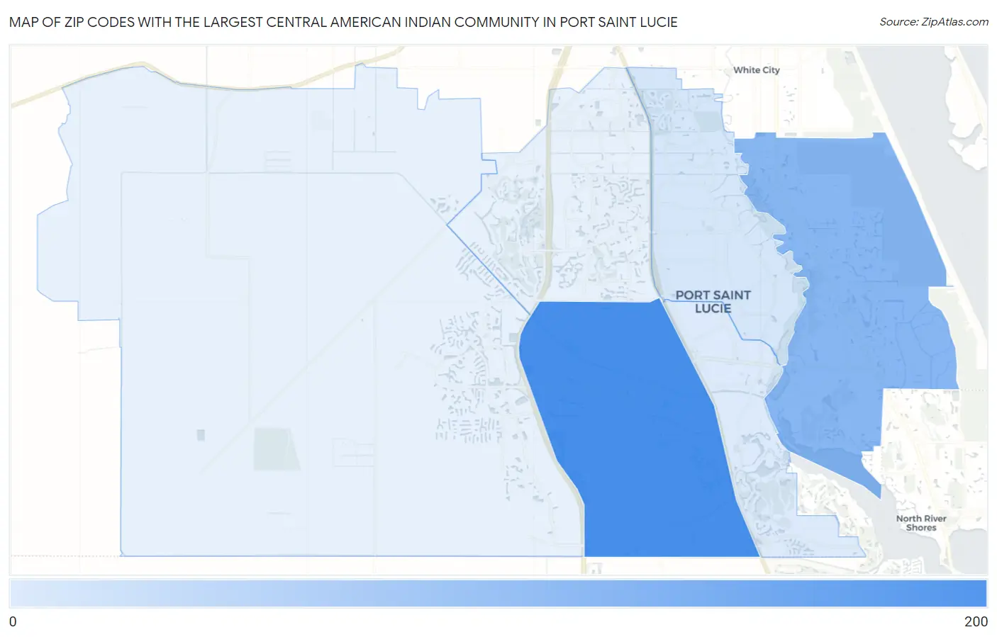 Zip Codes with the Largest Central American Indian Community in Port Saint Lucie Map