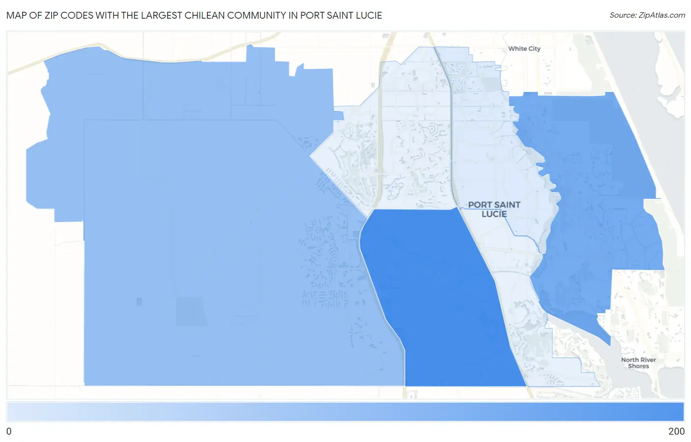 Zip Codes with the Largest Chilean Community in Port Saint Lucie Map
