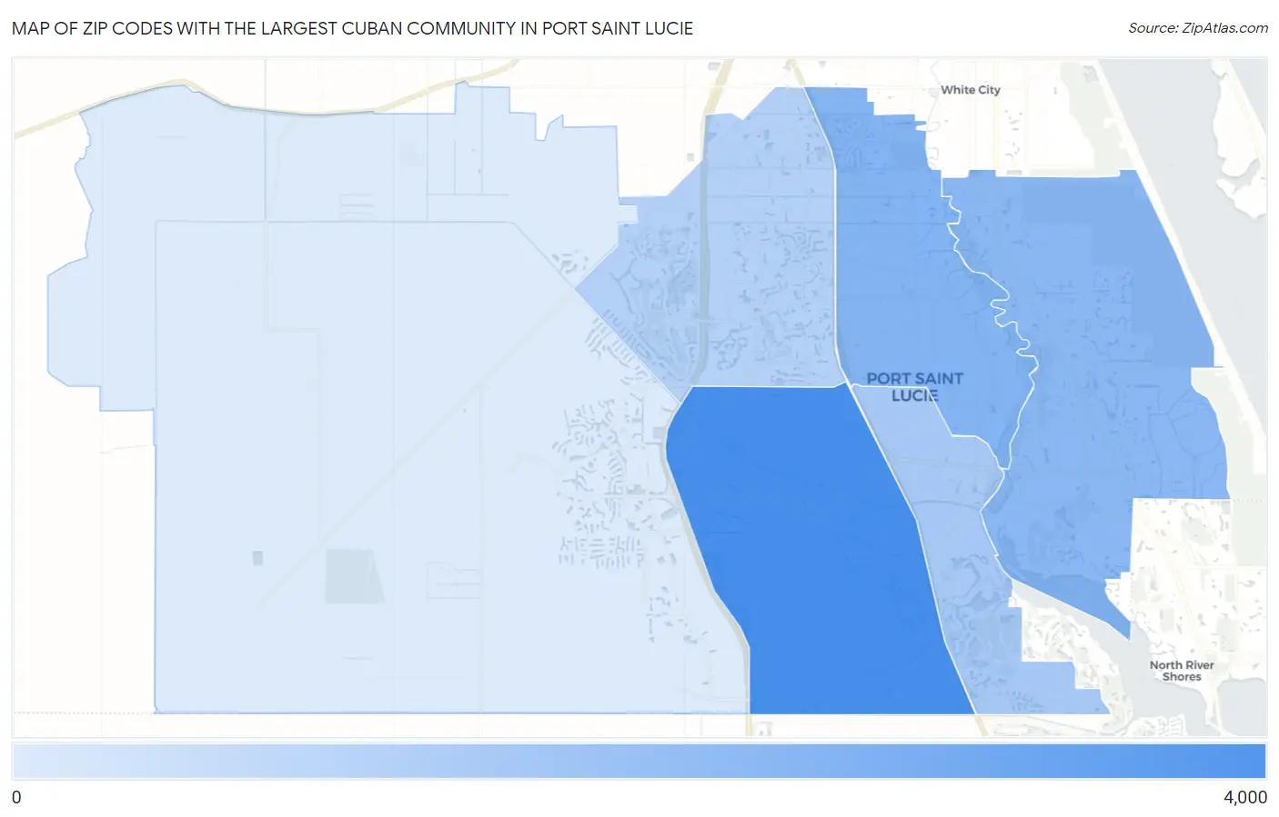 Zip Codes with the Largest Cuban Community in Port Saint Lucie Map