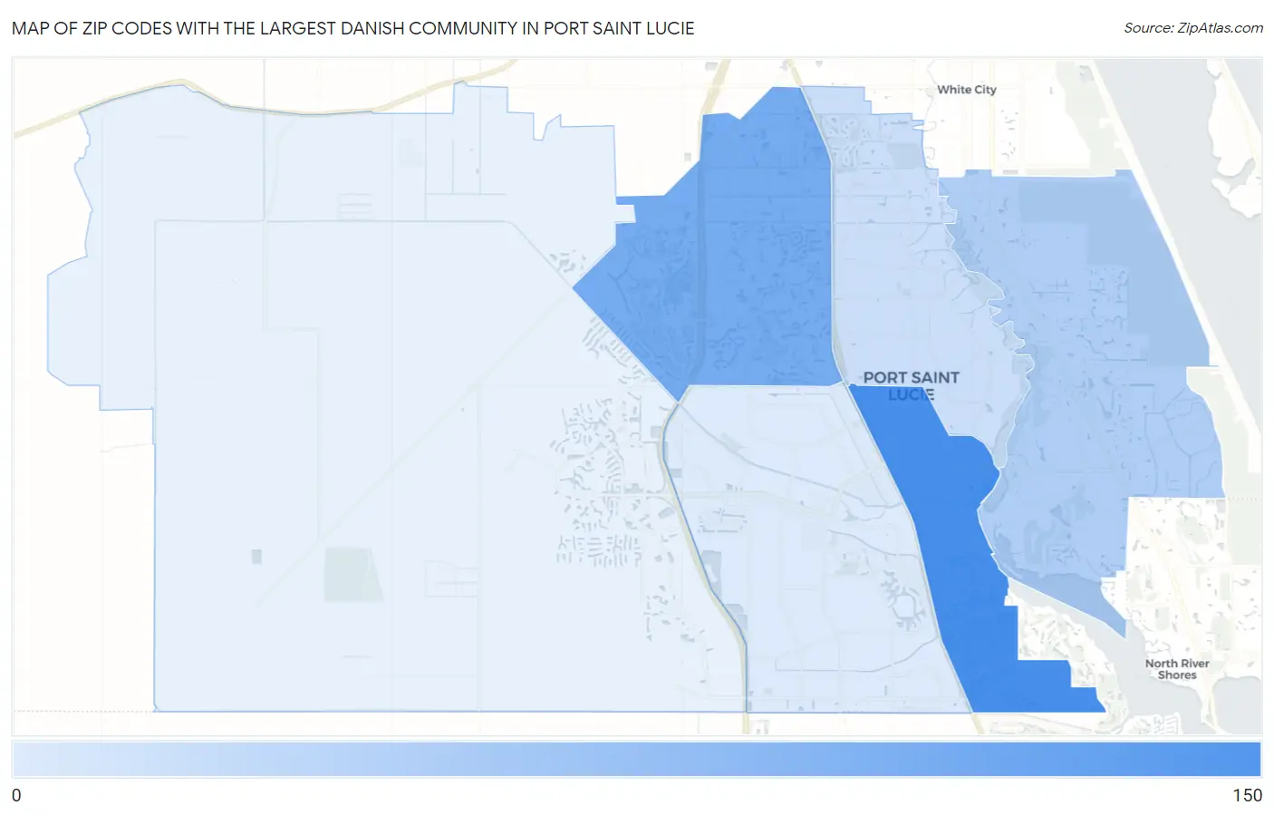 Zip Codes with the Largest Danish Community in Port Saint Lucie Map