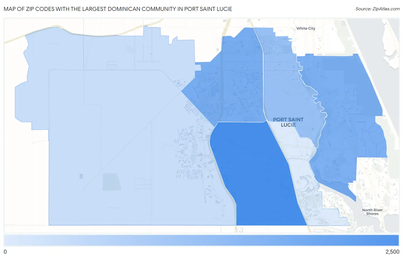 Zip Codes with the Largest Dominican Community in Port Saint Lucie Map