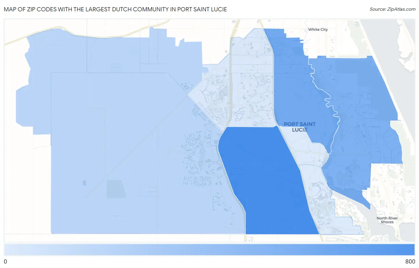Zip Codes with the Largest Dutch Community in Port Saint Lucie Map