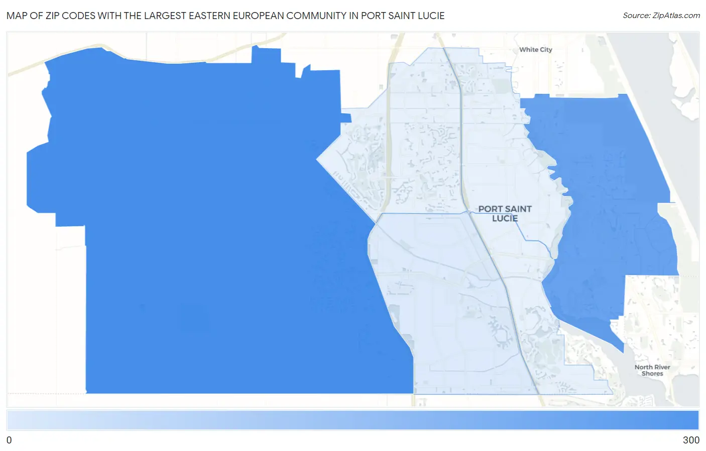 Zip Codes with the Largest Eastern European Community in Port Saint Lucie Map