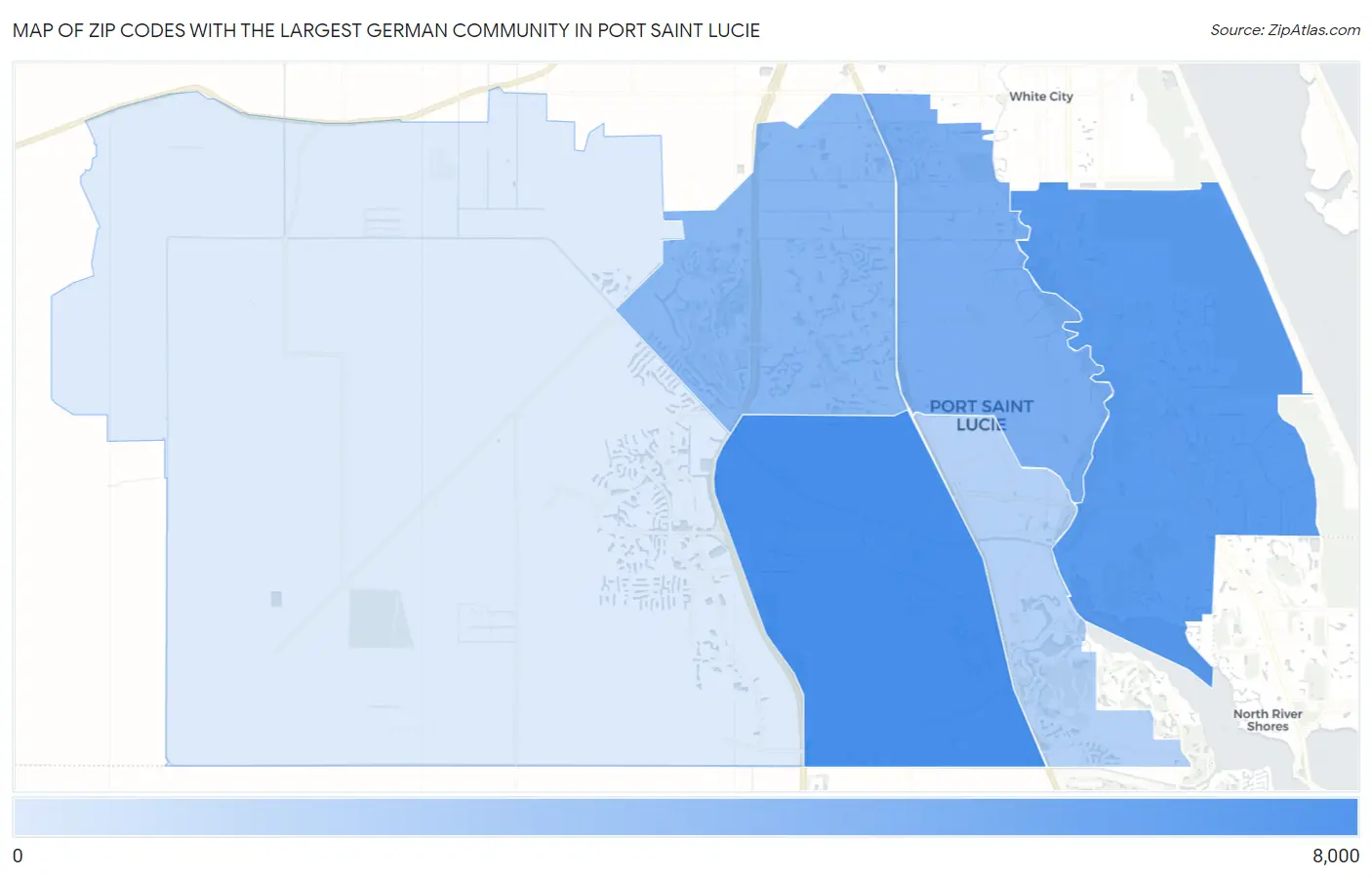 Zip Codes with the Largest German Community in Port Saint Lucie Map