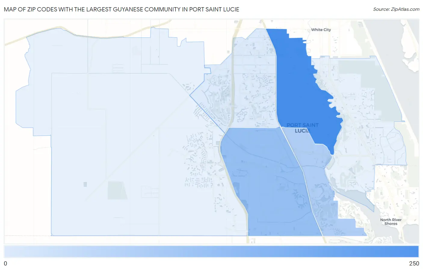 Zip Codes with the Largest Guyanese Community in Port Saint Lucie Map