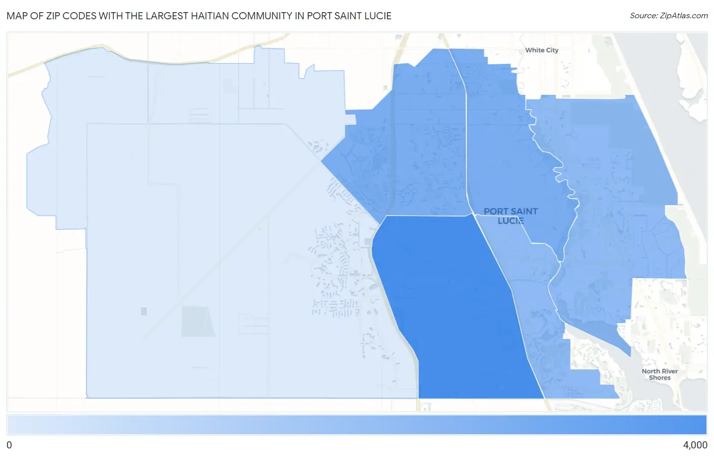 Zip Codes with the Largest Haitian Community in Port Saint Lucie Map