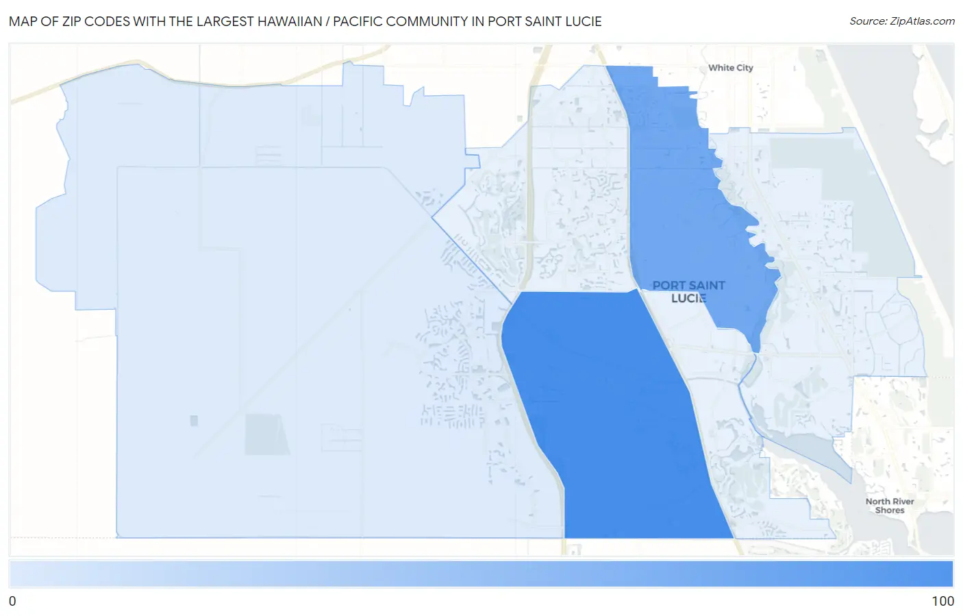 Zip Codes with the Largest Hawaiian / Pacific Community in Port Saint Lucie Map