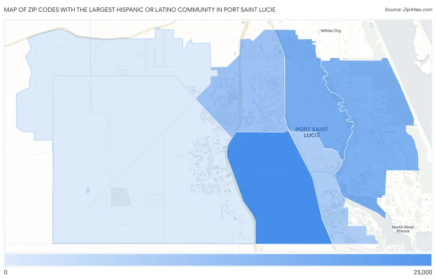 Zip Codes with the Largest Hispanic or Latino Community in Port Saint Lucie Map