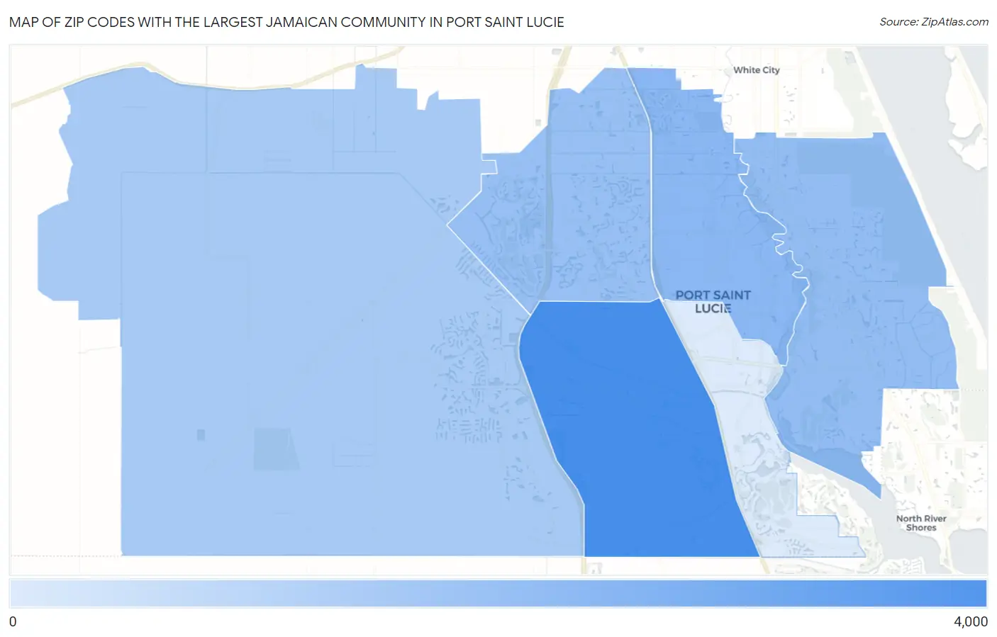 Zip Codes with the Largest Jamaican Community in Port Saint Lucie Map