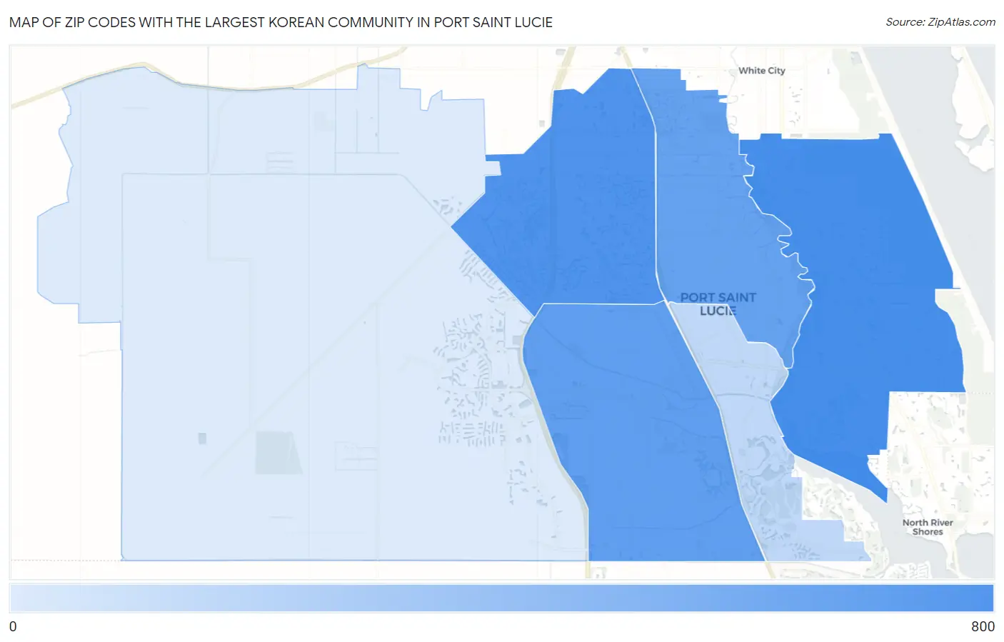 Zip Codes with the Largest Korean Community in Port Saint Lucie Map
