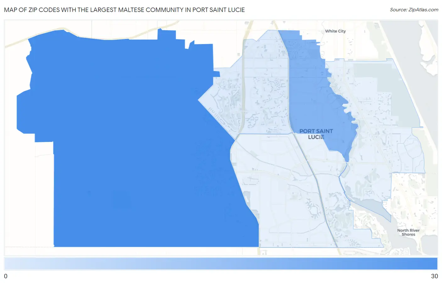Zip Codes with the Largest Maltese Community in Port Saint Lucie Map