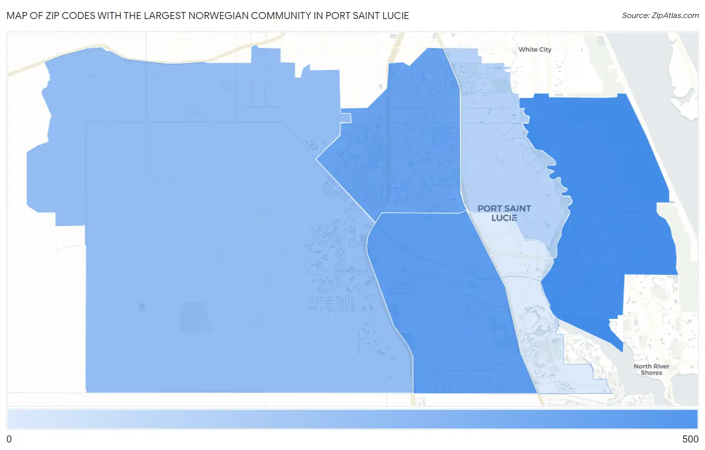 Zip Codes with the Largest Norwegian Community in Port Saint Lucie Map