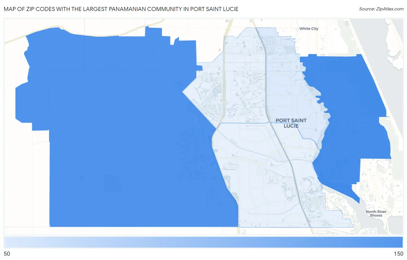 Zip Codes with the Largest Panamanian Community in Port Saint Lucie Map