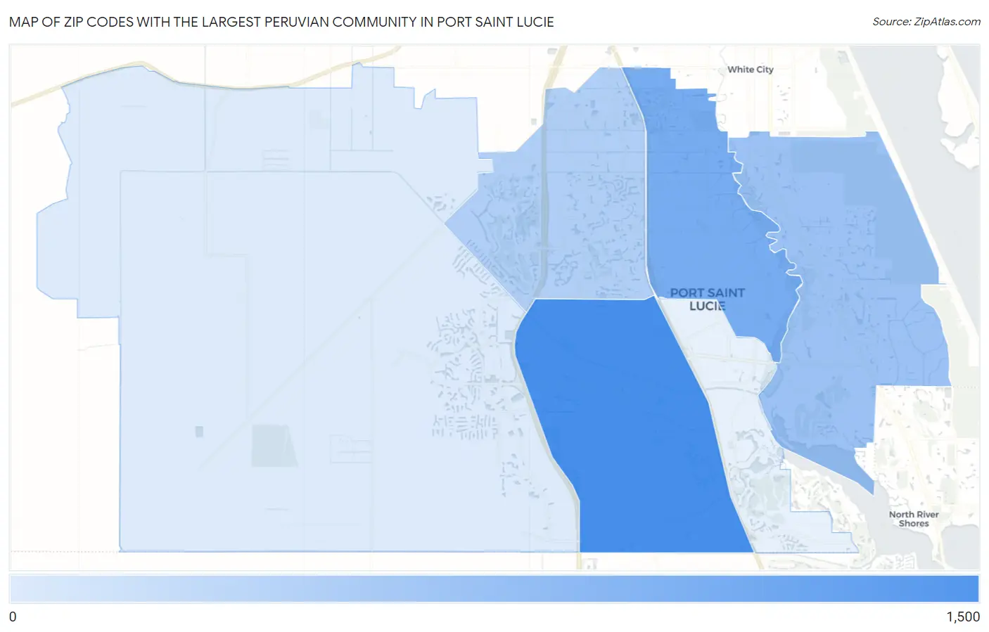Zip Codes with the Largest Peruvian Community in Port Saint Lucie Map