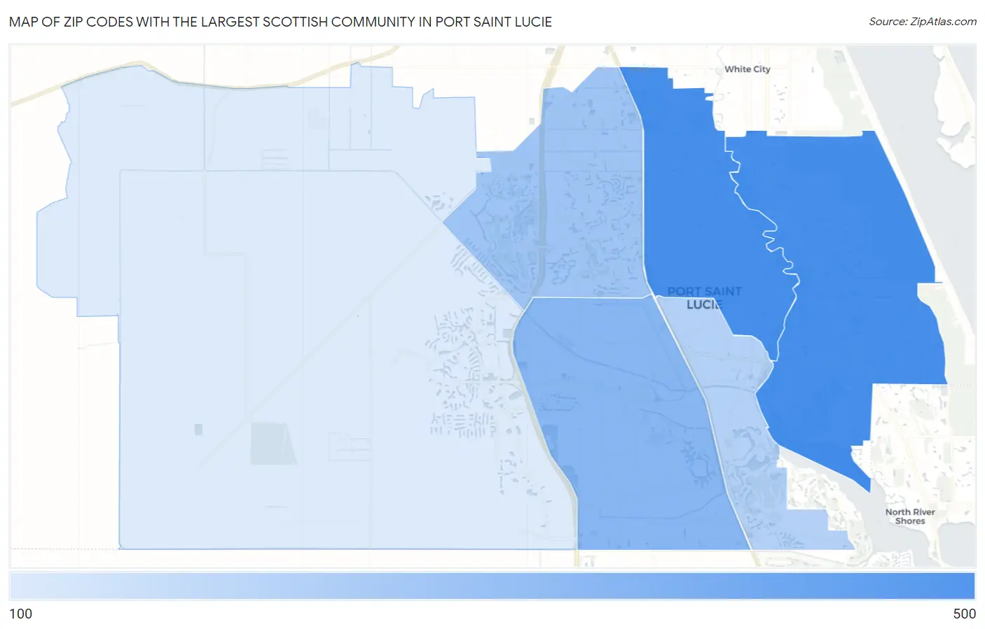 Zip Codes with the Largest Scottish Community in Port Saint Lucie Map