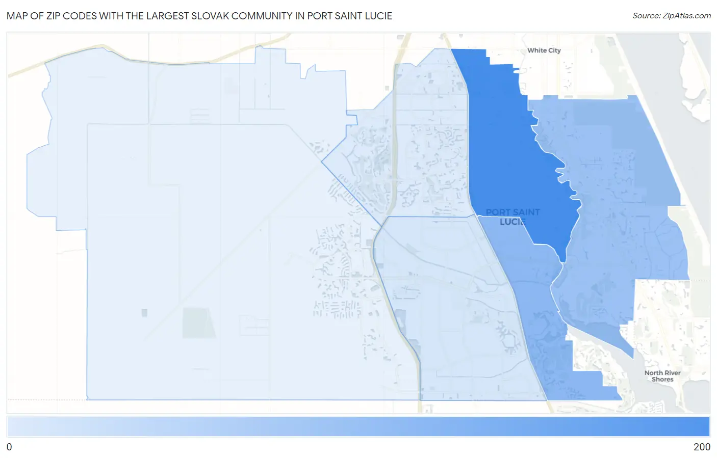 Zip Codes with the Largest Slovak Community in Port Saint Lucie Map