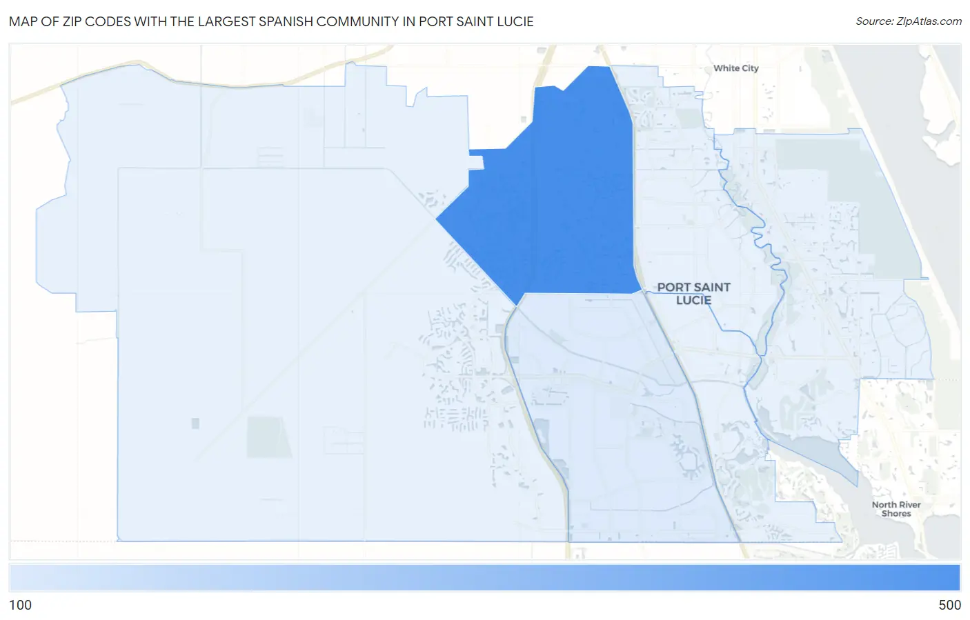 Zip Codes with the Largest Spanish Community in Port Saint Lucie Map