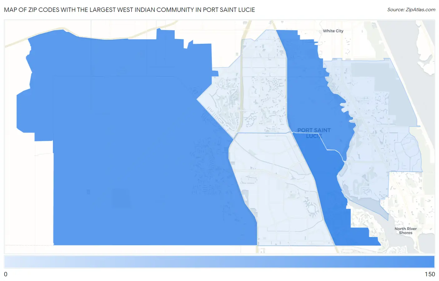 Zip Codes with the Largest West Indian Community in Port Saint Lucie Map