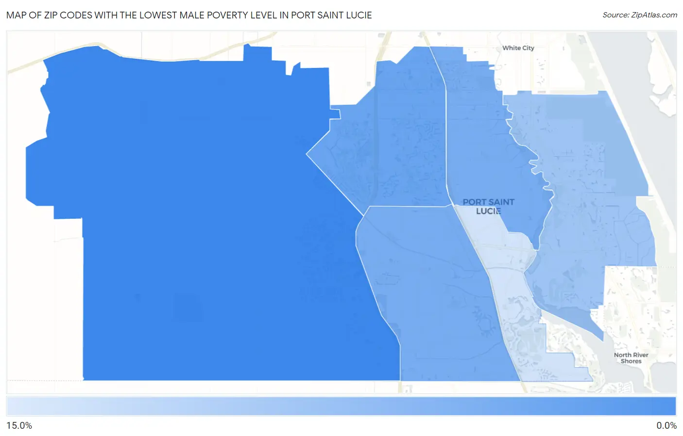 Zip Codes with the Lowest Male Poverty Level in Port Saint Lucie Map