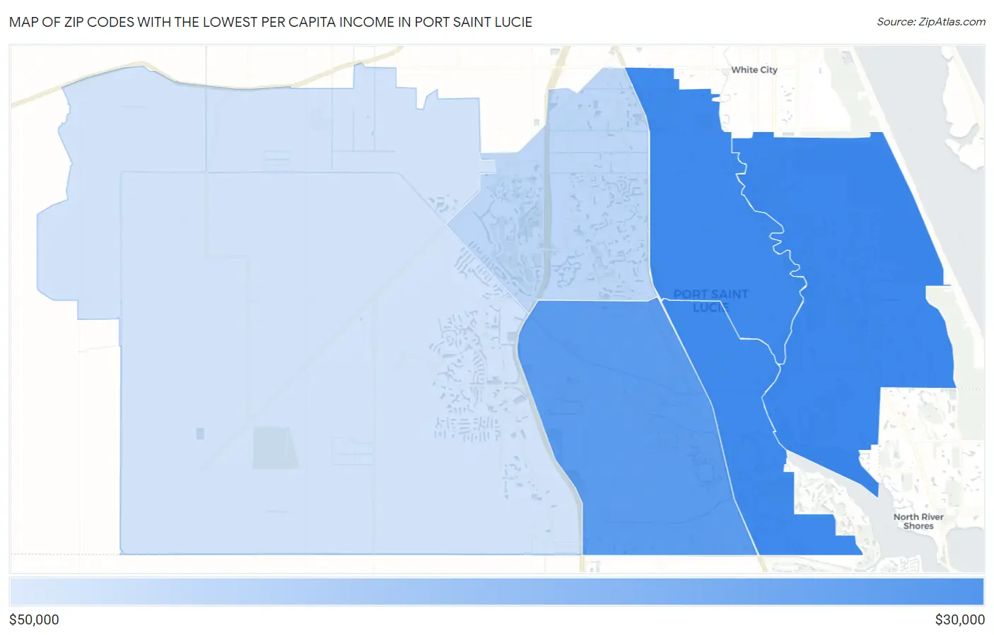 Zip Codes with the Lowest Per Capita Income in Port Saint Lucie Map