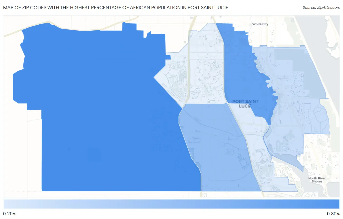 Zip Codes with the Highest Percentage of African Population in Port Saint Lucie Map