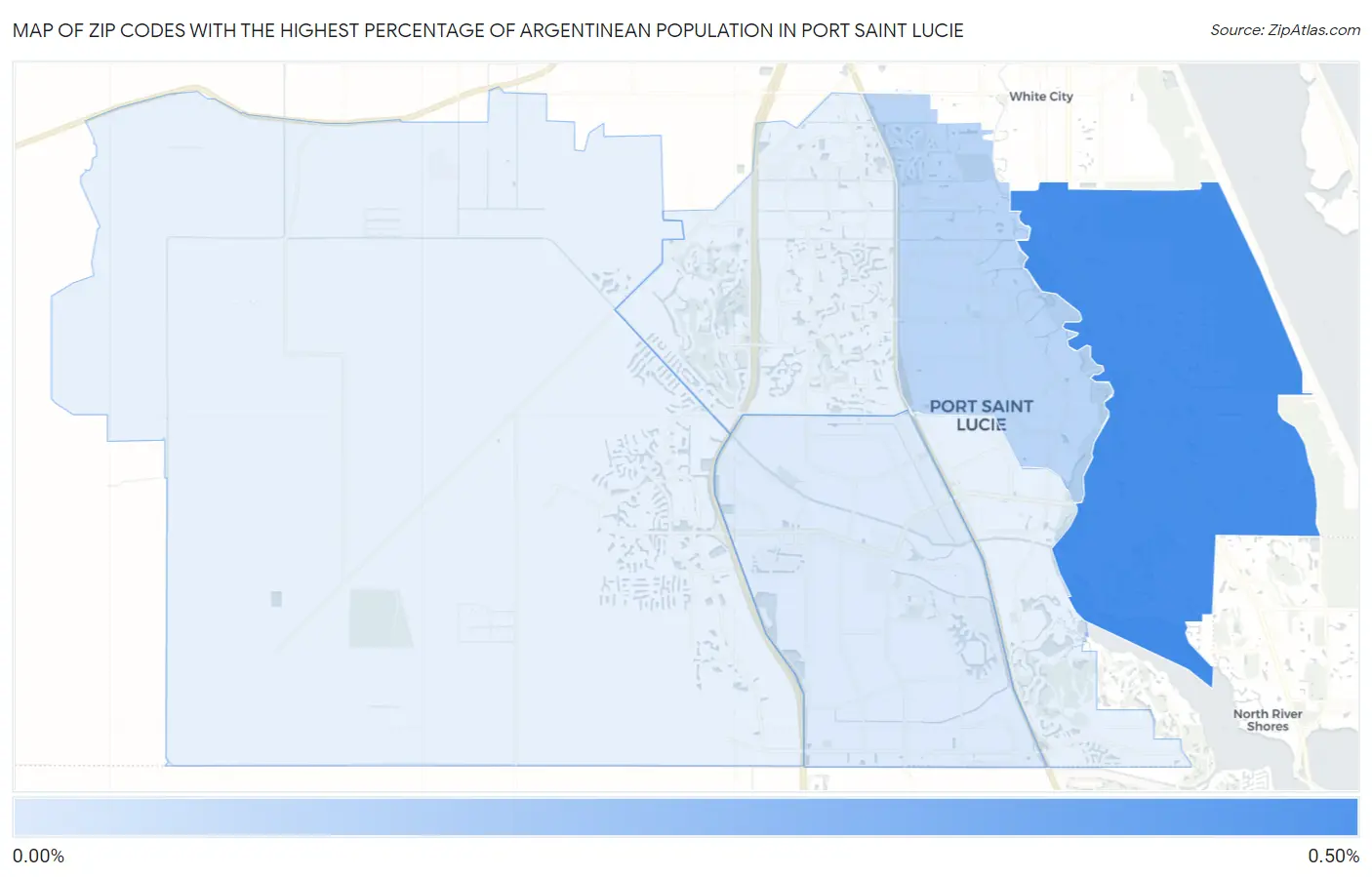 Zip Codes with the Highest Percentage of Argentinean Population in Port Saint Lucie Map