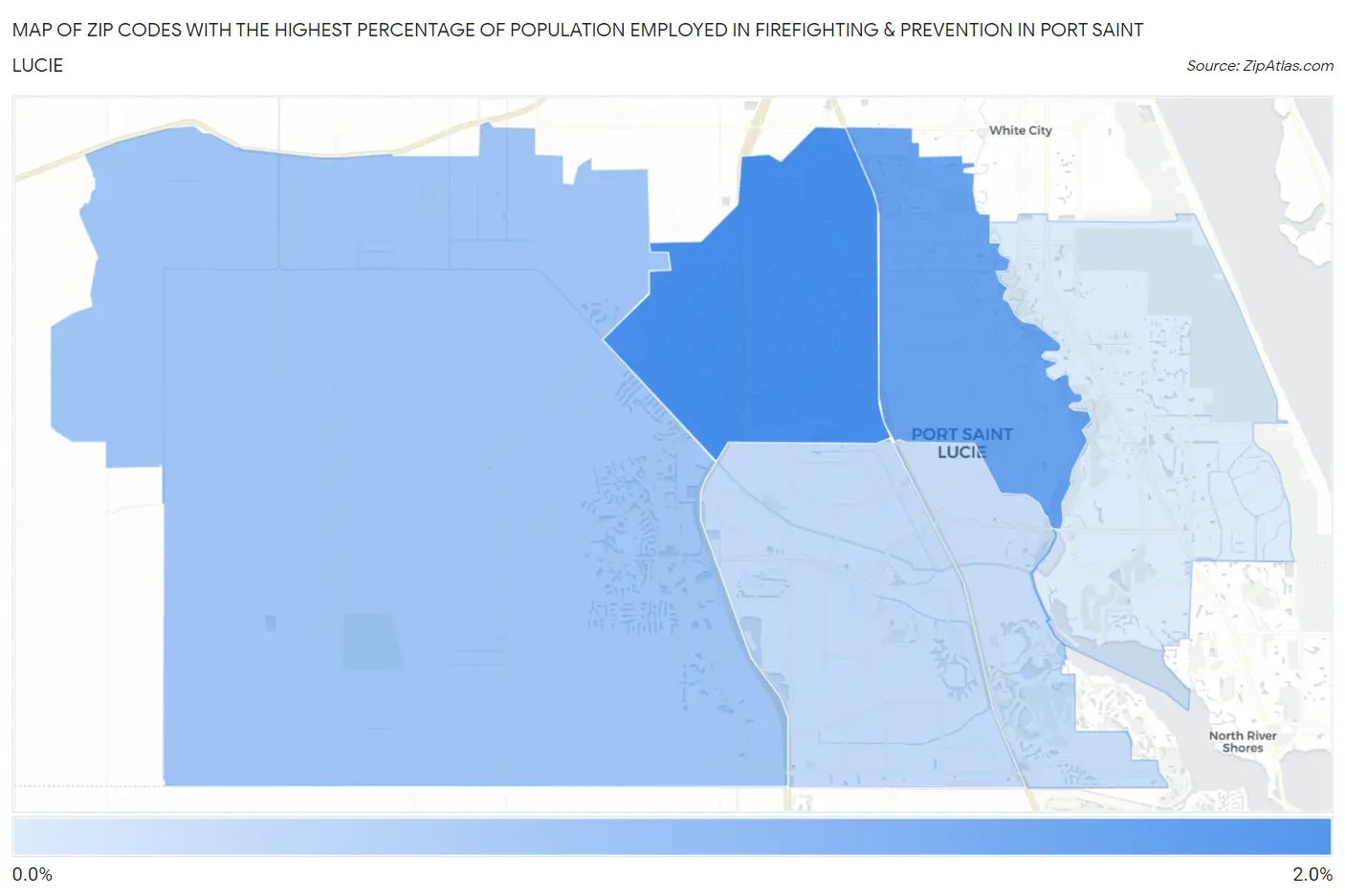 Zip Codes with the Highest Percentage of Population Employed in Firefighting & Prevention in Port Saint Lucie Map