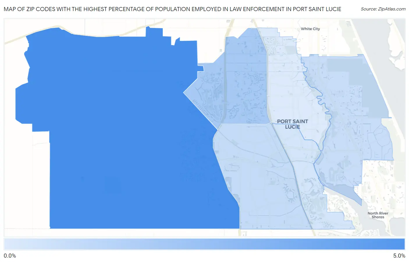 Zip Codes with the Highest Percentage of Population Employed in Law Enforcement in Port Saint Lucie Map