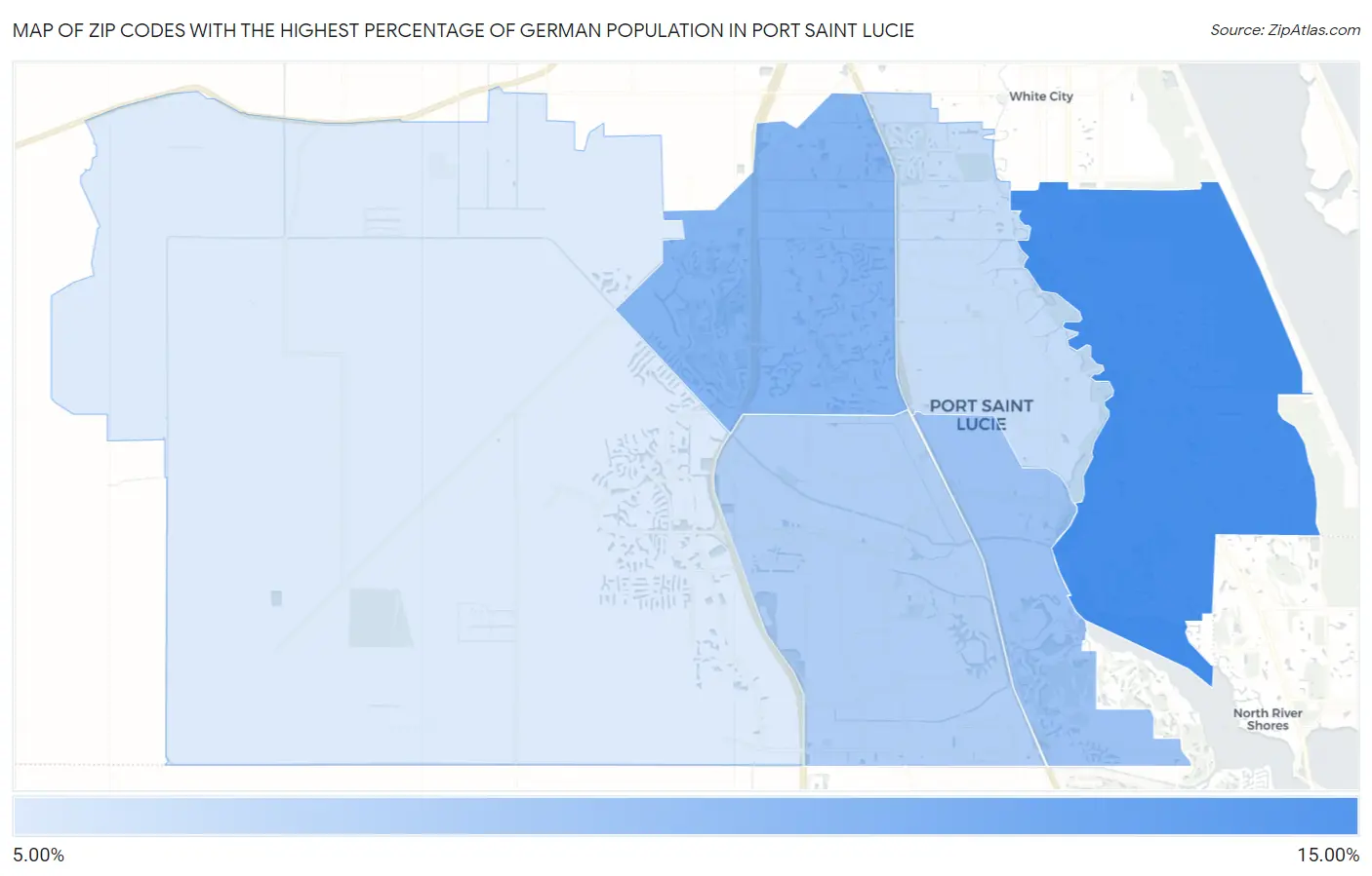 Zip Codes with the Highest Percentage of German Population in Port Saint Lucie Map