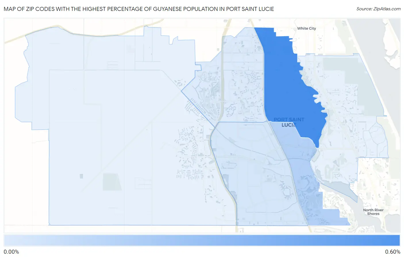 Zip Codes with the Highest Percentage of Guyanese Population in Port Saint Lucie Map