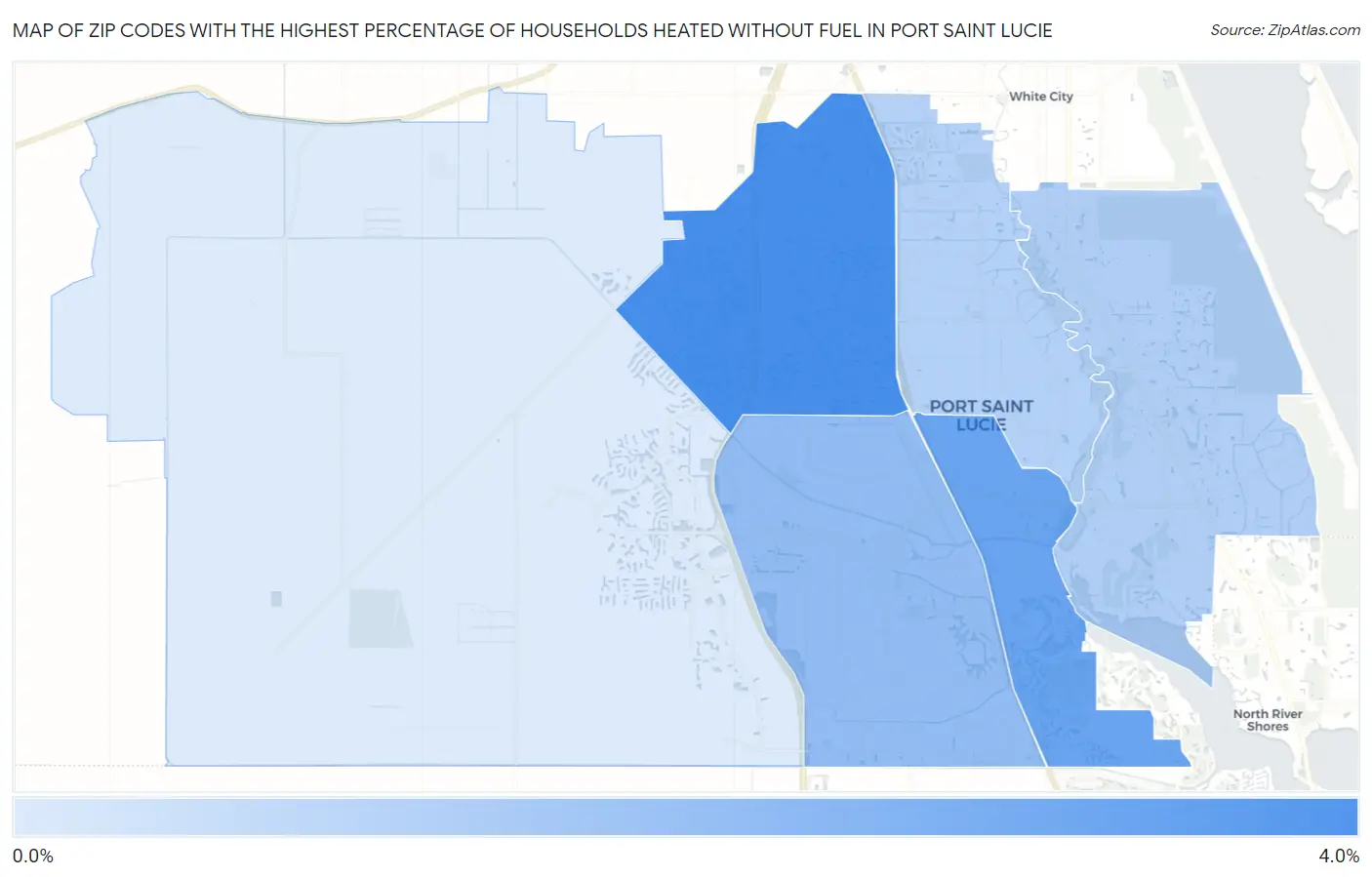 Zip Codes with the Highest Percentage of Households Heated without Fuel in Port Saint Lucie Map