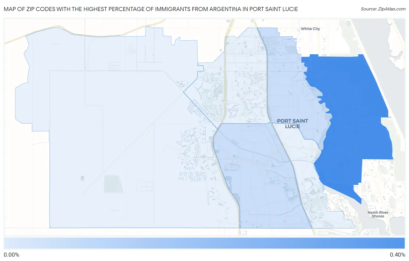 Zip Codes with the Highest Percentage of Immigrants from Argentina in Port Saint Lucie Map