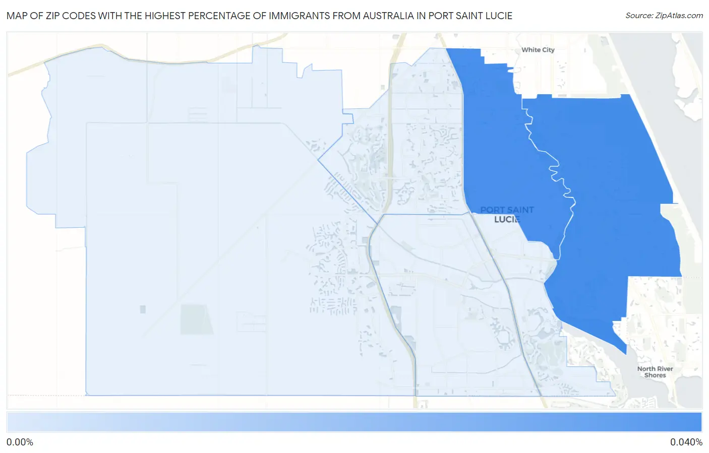 Zip Codes with the Highest Percentage of Immigrants from Australia in Port Saint Lucie Map