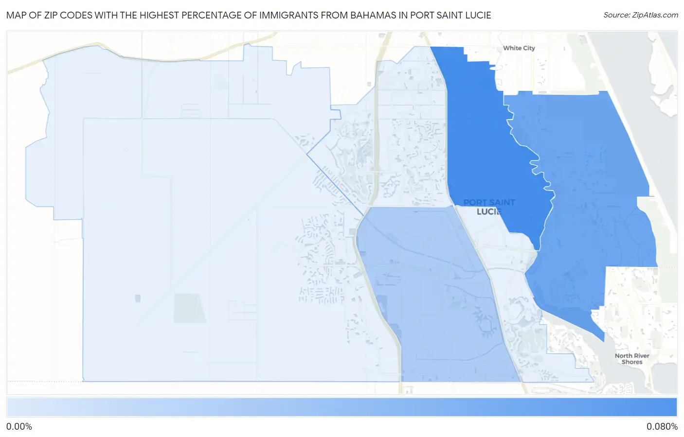 Zip Codes with the Highest Percentage of Immigrants from Bahamas in Port Saint Lucie Map