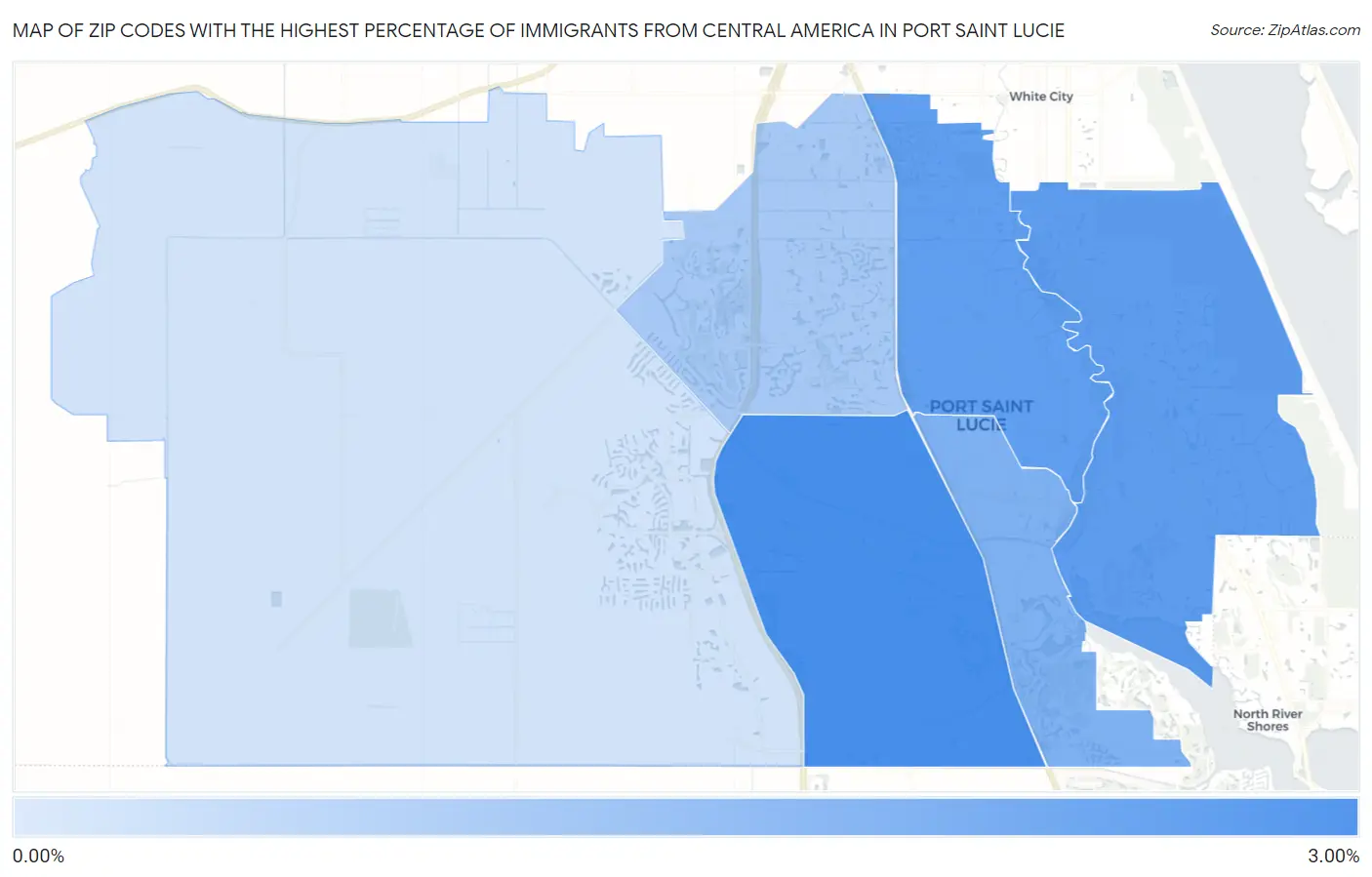 Zip Codes with the Highest Percentage of Immigrants from Central America in Port Saint Lucie Map