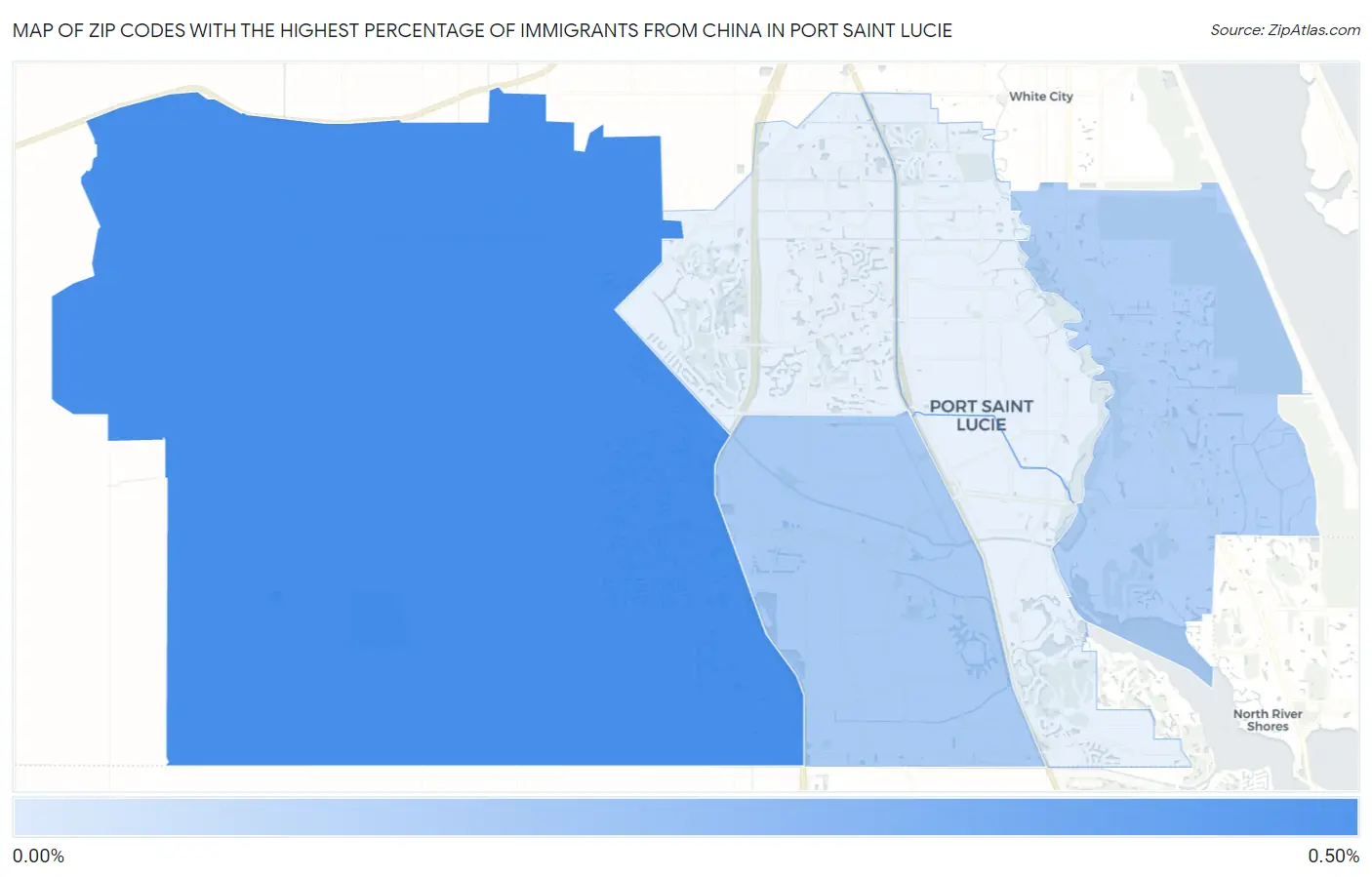 Zip Codes with the Highest Percentage of Immigrants from China in Port Saint Lucie Map