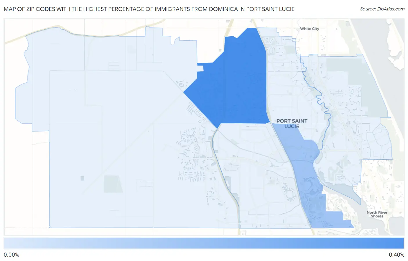 Zip Codes with the Highest Percentage of Immigrants from Dominica in Port Saint Lucie Map