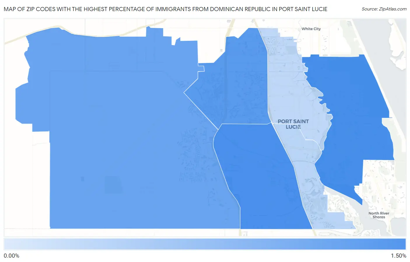 Zip Codes with the Highest Percentage of Immigrants from Dominican Republic in Port Saint Lucie Map