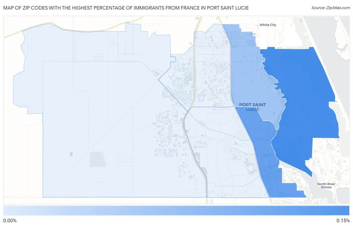 Zip Codes with the Highest Percentage of Immigrants from France in Port Saint Lucie Map