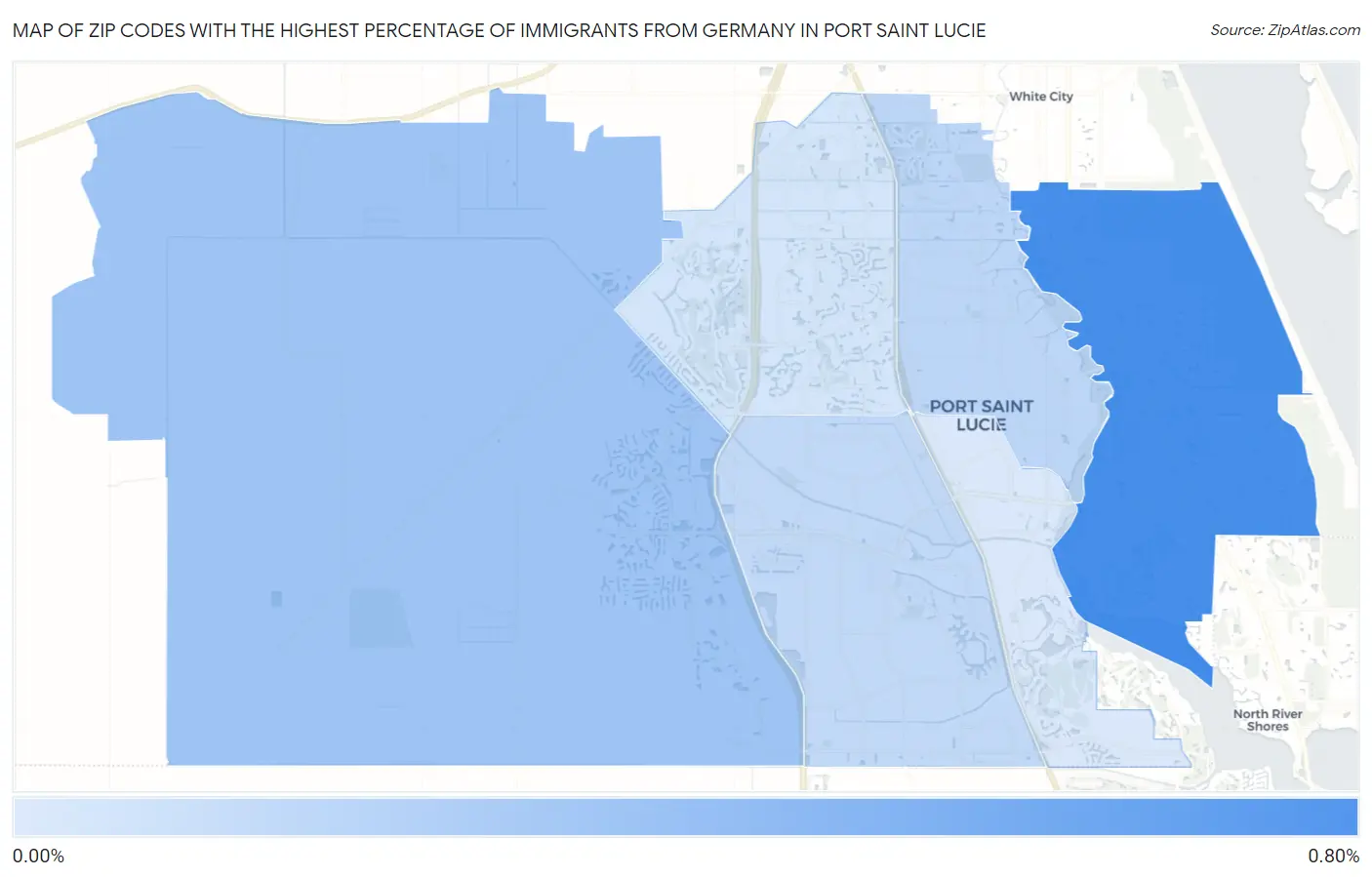 Zip Codes with the Highest Percentage of Immigrants from Germany in Port Saint Lucie Map