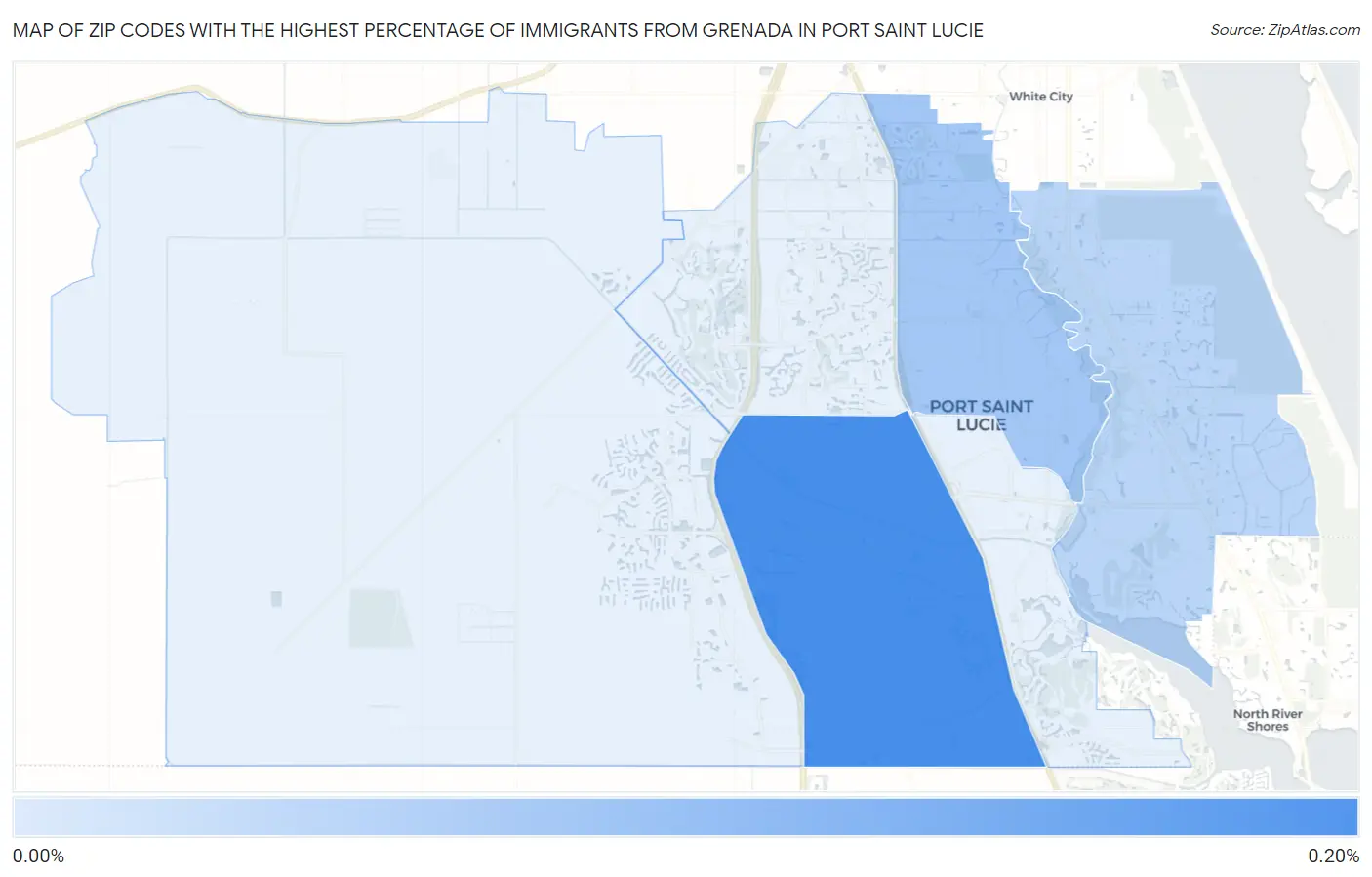 Zip Codes with the Highest Percentage of Immigrants from Grenada in Port Saint Lucie Map