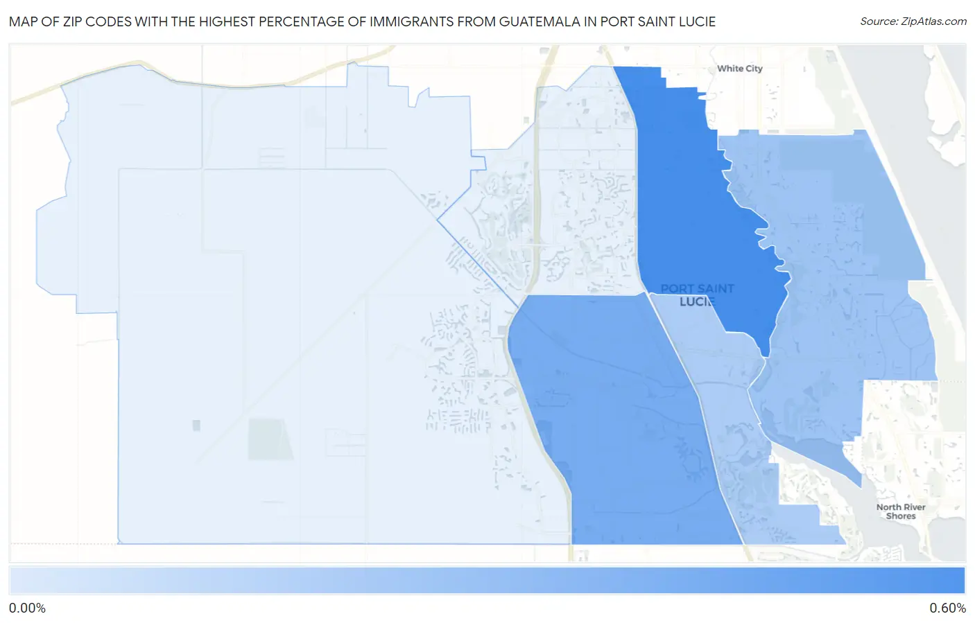 Zip Codes with the Highest Percentage of Immigrants from Guatemala in Port Saint Lucie Map
