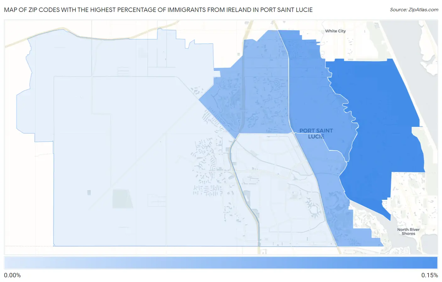 Zip Codes with the Highest Percentage of Immigrants from Ireland in Port Saint Lucie Map