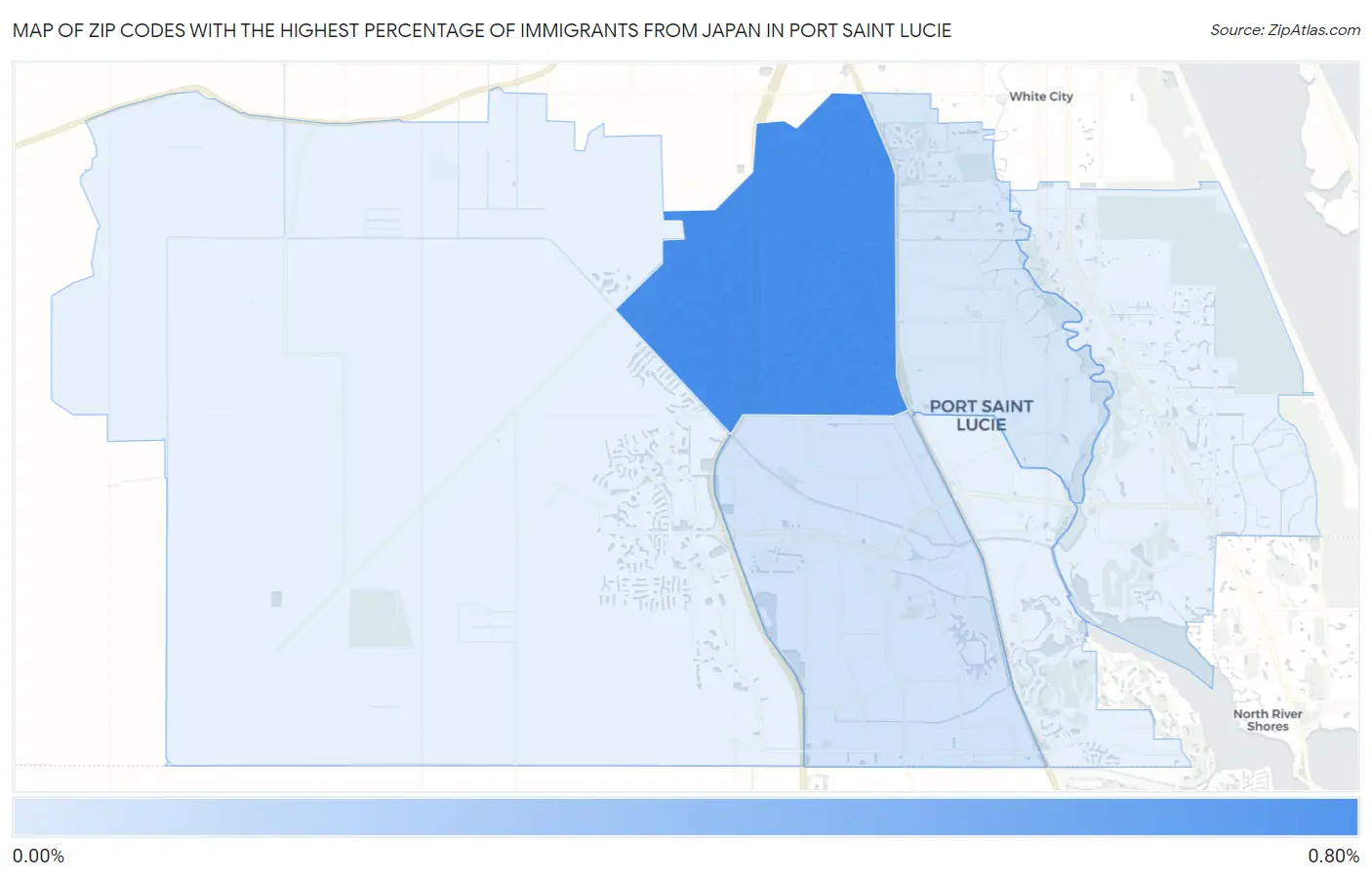Zip Codes with the Highest Percentage of Immigrants from Japan in Port Saint Lucie Map