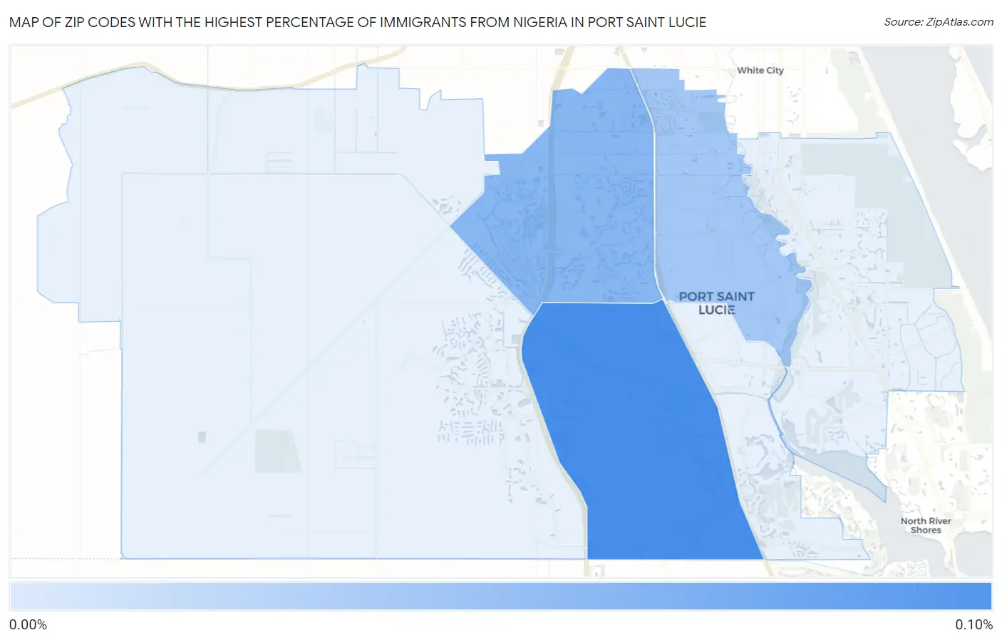 Zip Codes with the Highest Percentage of Immigrants from Nigeria in Port Saint Lucie Map
