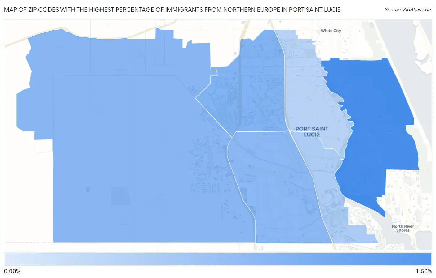 Zip Codes with the Highest Percentage of Immigrants from Northern Europe in Port Saint Lucie Map