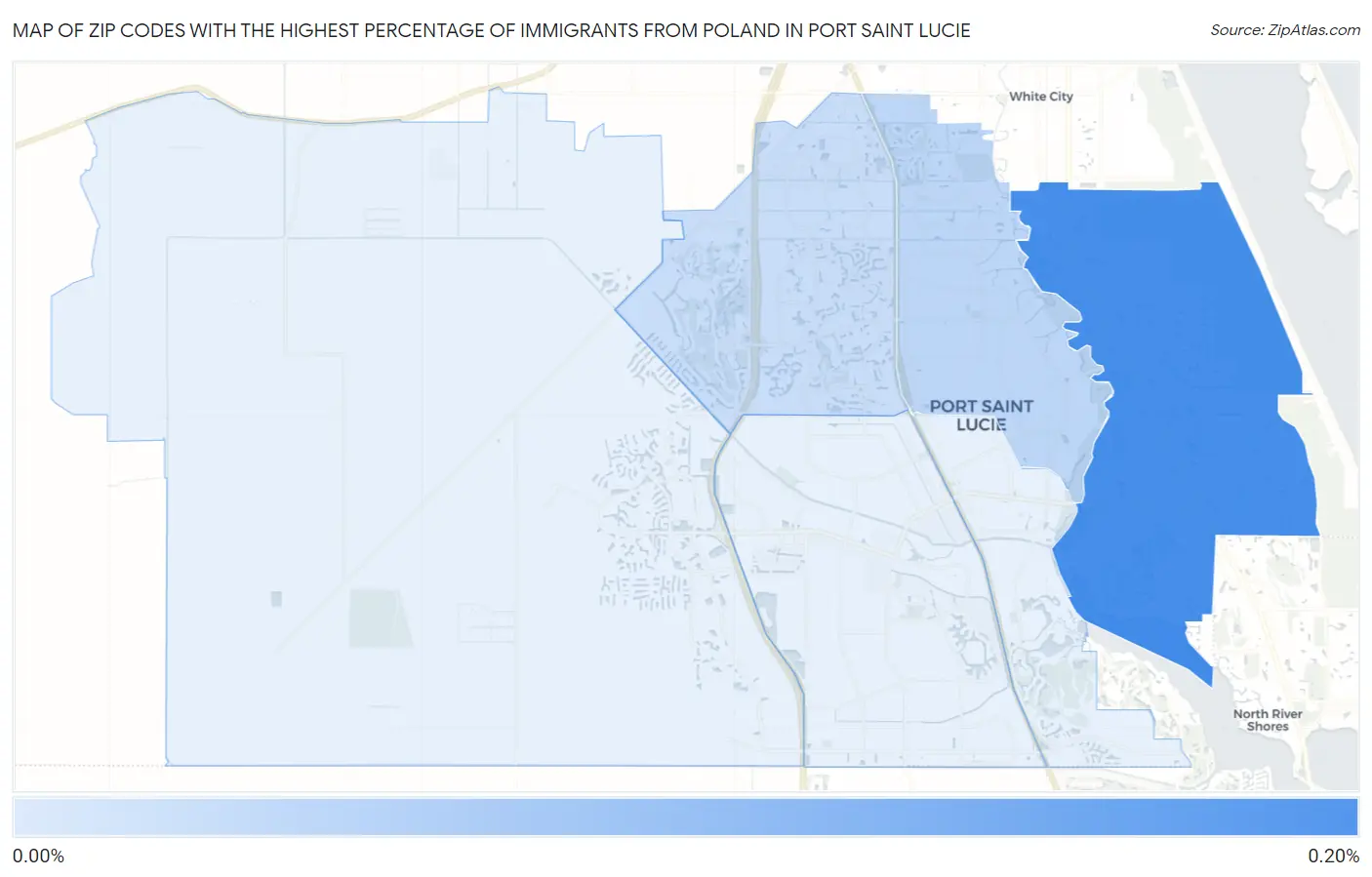 Zip Codes with the Highest Percentage of Immigrants from Poland in Port Saint Lucie Map