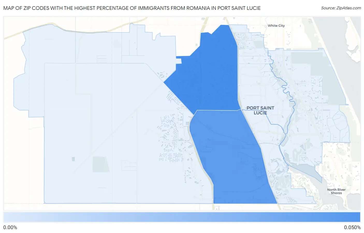 Zip Codes with the Highest Percentage of Immigrants from Romania in Port Saint Lucie Map