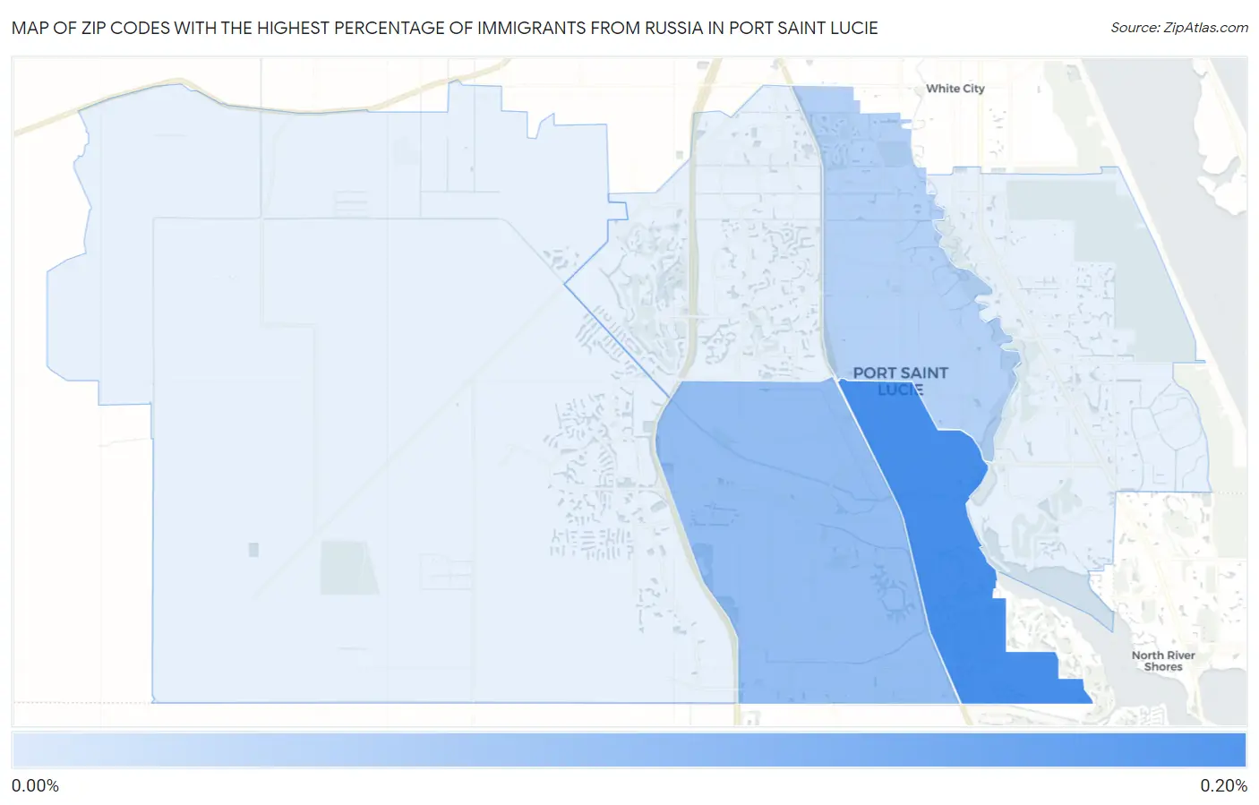 Zip Codes with the Highest Percentage of Immigrants from Russia in Port Saint Lucie Map